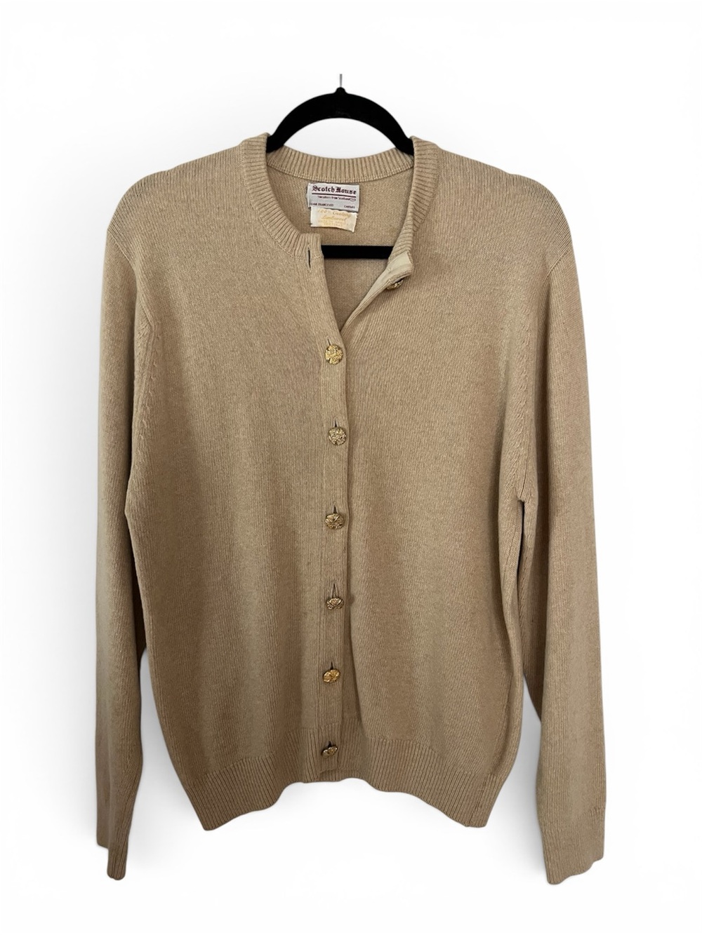 Scotch House SzM (see desc) Classic 100% Lambswool Tan Button-Up Cardigan